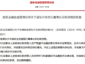 湛东升任农发行董事长获核准